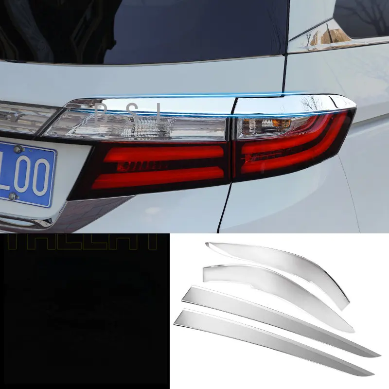 

For Honda Odyssey 2015-2018 accessories Stainless Black/Silver Car front Rear Tail Light lamp eyebrow protector strip Cover