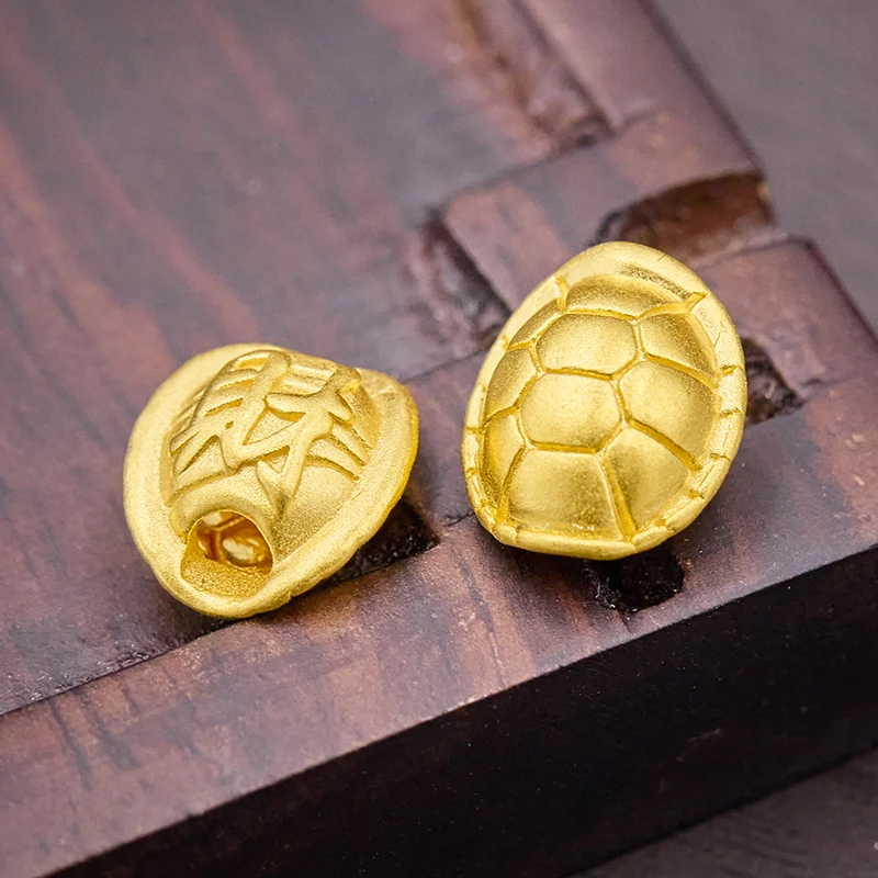 1pcs Pure 999 24K Yellow Gold 3D Lucky Wealth Turtle Shell Pendant 0.35g