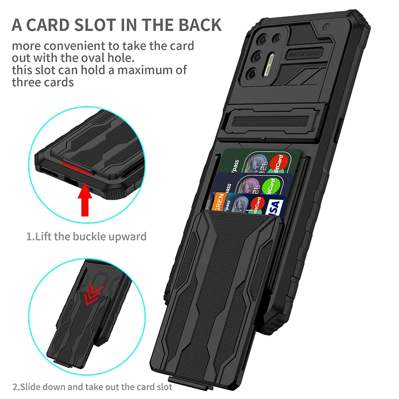 

King Kong Card Bag Holder Phone Case For Motorola Moto G30 G20 G10 G9 Plus Styius G Power 2021 Fully Wraapped Shatterproof Cover