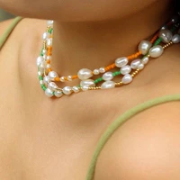 timeless wonder glam natural pearl candy color beads choker necklaces for women jewelry goth kpop statement egirl boho top 4544