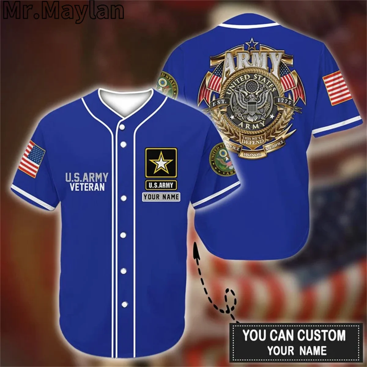 

Custom Name US Army Veteran Baseball Jersey Shirt US Air Force Baseball Shirt 3D Print Men's Shirt Casual Shirts hip hop Tops-01