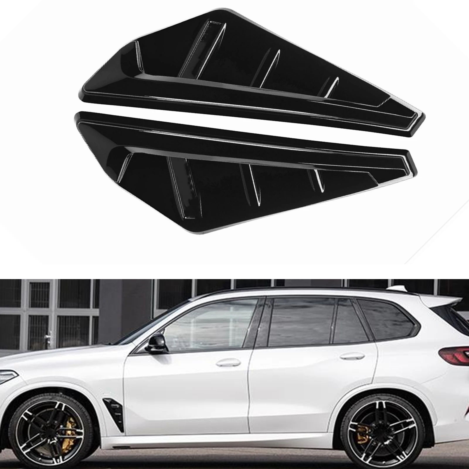 

Gloss Black Car Front Side Cover Fender Splitter Air Vent Trim Outlet Spoiler Intake Canards For BMW X5 G05 2019 2020 2021 2022