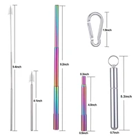 stainless steel telescopic drinking straw portable straw for travel reusable collapsible metal drinking straw with brush