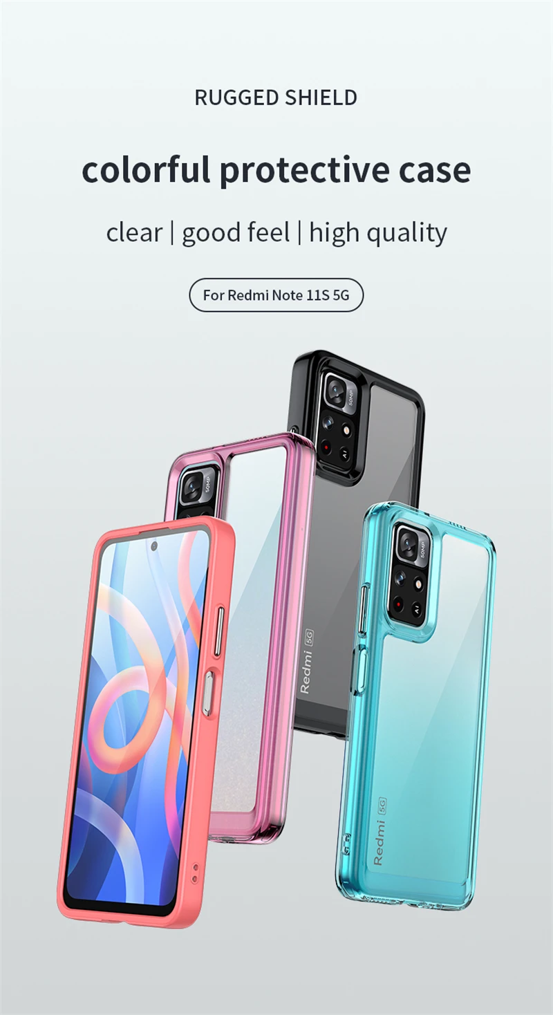 Colorful Transparent Case For Redmi Note 11S 5G Case Silicone Protective Case For Redmi Note 11S 5G Cover For Redmi Note 11S 5G
