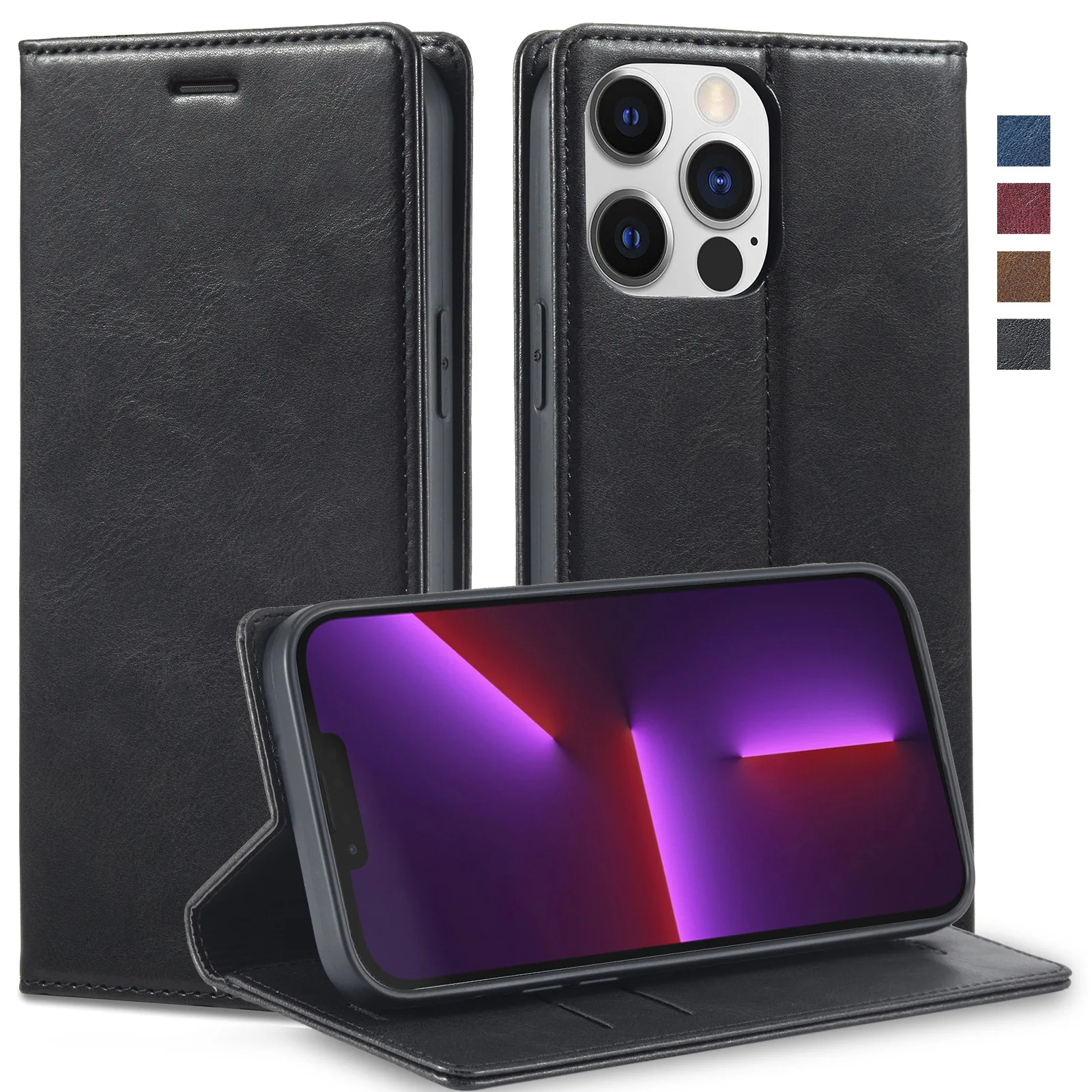 

Складной кожаный чехол для iPhone 11 12 Mini 14 13 Pro XS Max XR X 7 8 Plus