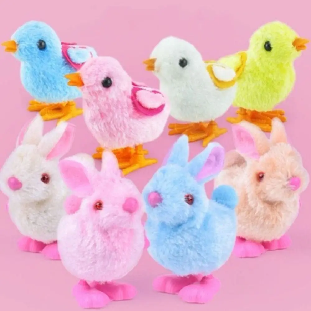 

Classic Plush Wind Up Chicken Cute Rabbit Clockwork Jumping Toy Kids Educational Children Baby Gift