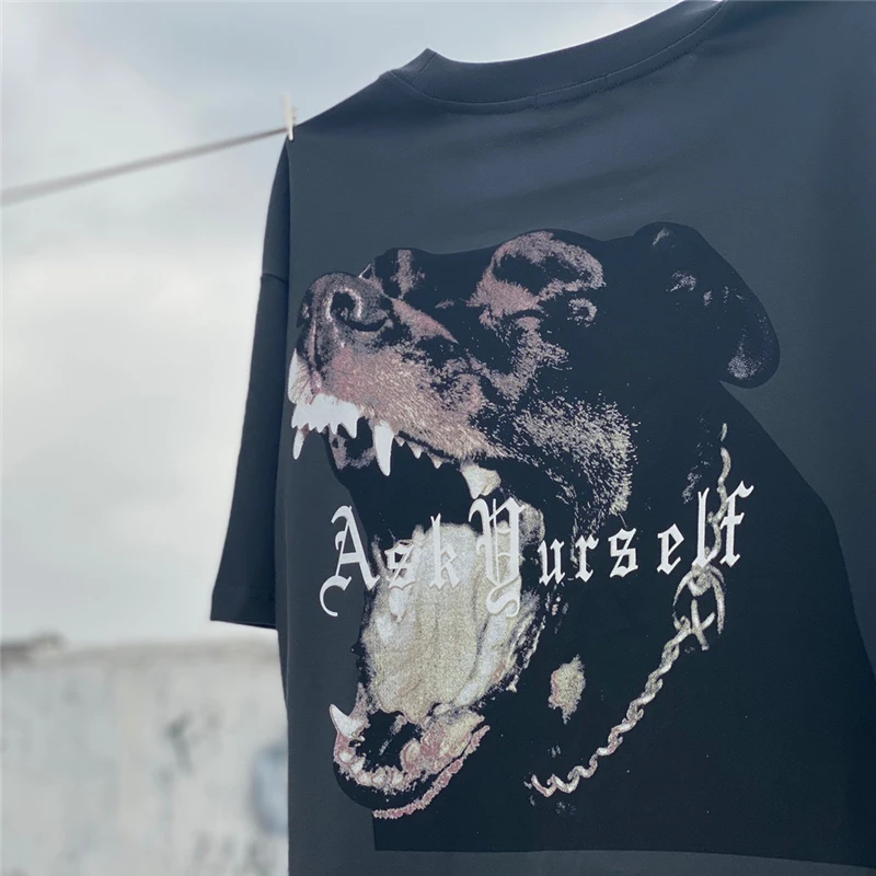 2022 ASKYURSELF Los Angeles T shirt Men Women 1:1 High Quality Dog Graphic Tee Vintage Wash Tops Short Sleeve |