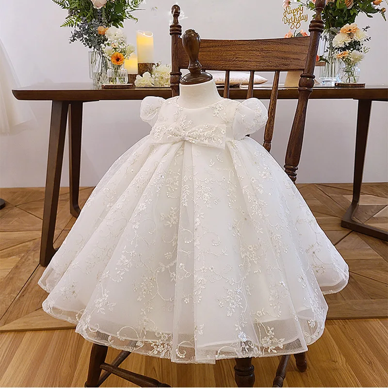 New Baby Luxury Korean Version High-Waisted Dress Birthday Wedding Gown Foreign Style Girl Princess Costume Fluffy Yarn YMX116