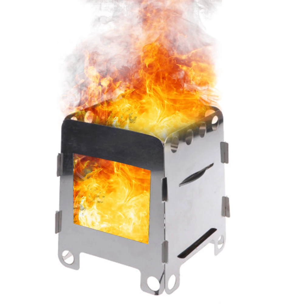 

Stainless Steel Outdoor Camping Stove Portable Ultralight Folding Wood Stove BBQ Pocket Stove Camping Fishing Hiking Picnic Set