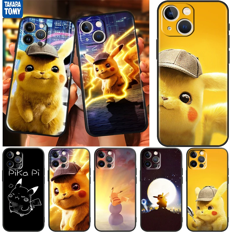 

Pikachu Lovely Cartoon For Apple iPhone 13 12 11 Pro Max Mini XS Max X XR 6 7 8 Plus 5S SE2020 Soft Black Phone Case Cover Capa