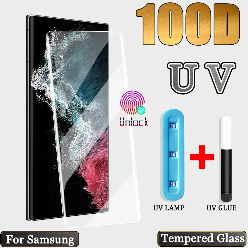 

Screen Protector Glass For Samsung S22 S21 S20 S10 S9 S8 Plus Ultra UV Tempered Glass Note8 Note9 Note10 Note20 S 21 20 10 9 8 E