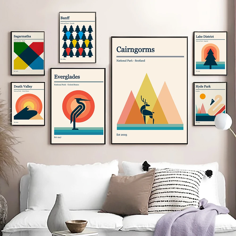 Рисунок Нью-Йорка в национальном парке Лондона, Минималистичная художественная живопись, путешествия, города, Ретро плакат, фотография на стену