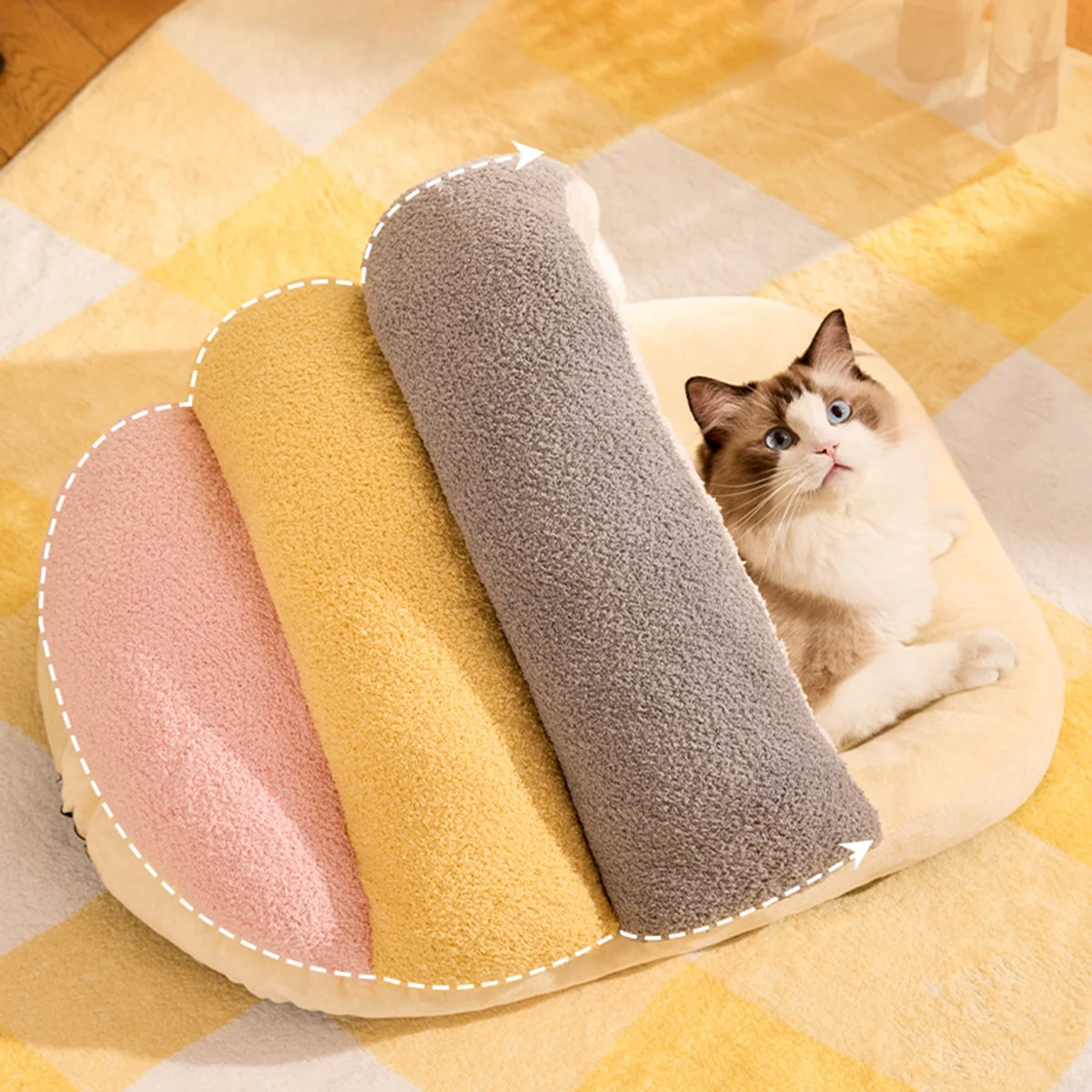 Кровать для собаки бархатная гробница теплая пещера милая спальная кровать