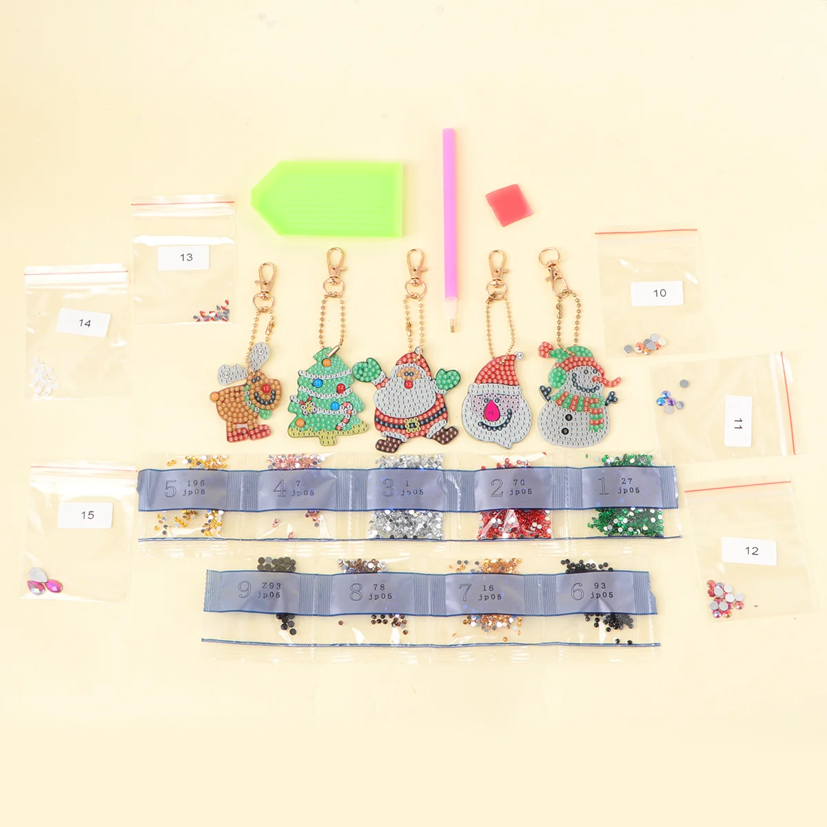 

5pcs Handbag Charms Christmas Party Bag Fillers Christmas Full Drill Keychain Bright Drill Keyring 5D Diy Keychain