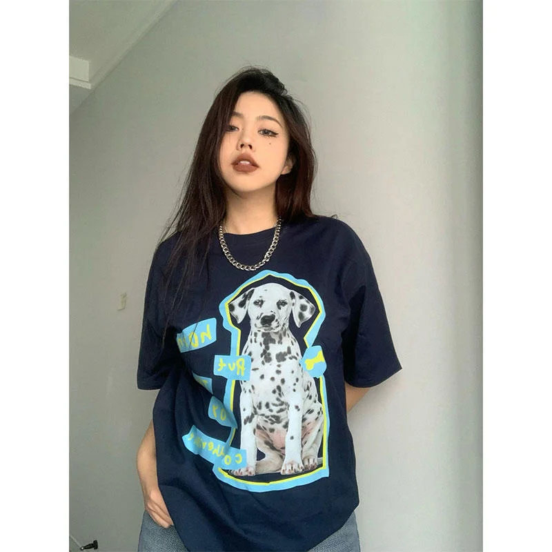 

Женская футболка с коротким рукавом, Свободный Топ с круглым вырезом и принтом, в морском стиле, лето 2023