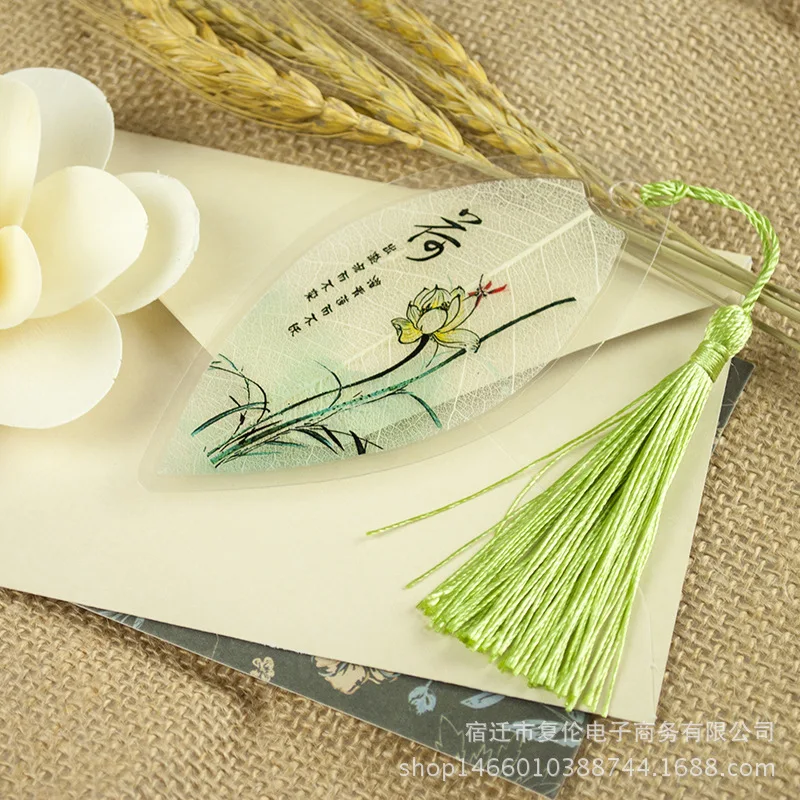 

Китайская роспись, закладка в виде листьев лотоса, сувенир для путешествий в китайском стиле для летних каникул, для иностранных гостей, одн...