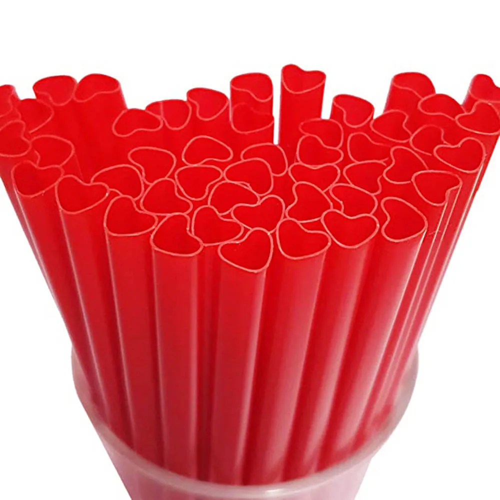 

100PCS Disposable Heart-shaped Straws Individually Packaged Straws Suitable for Birthday Parties Weddings Ice Production Tools