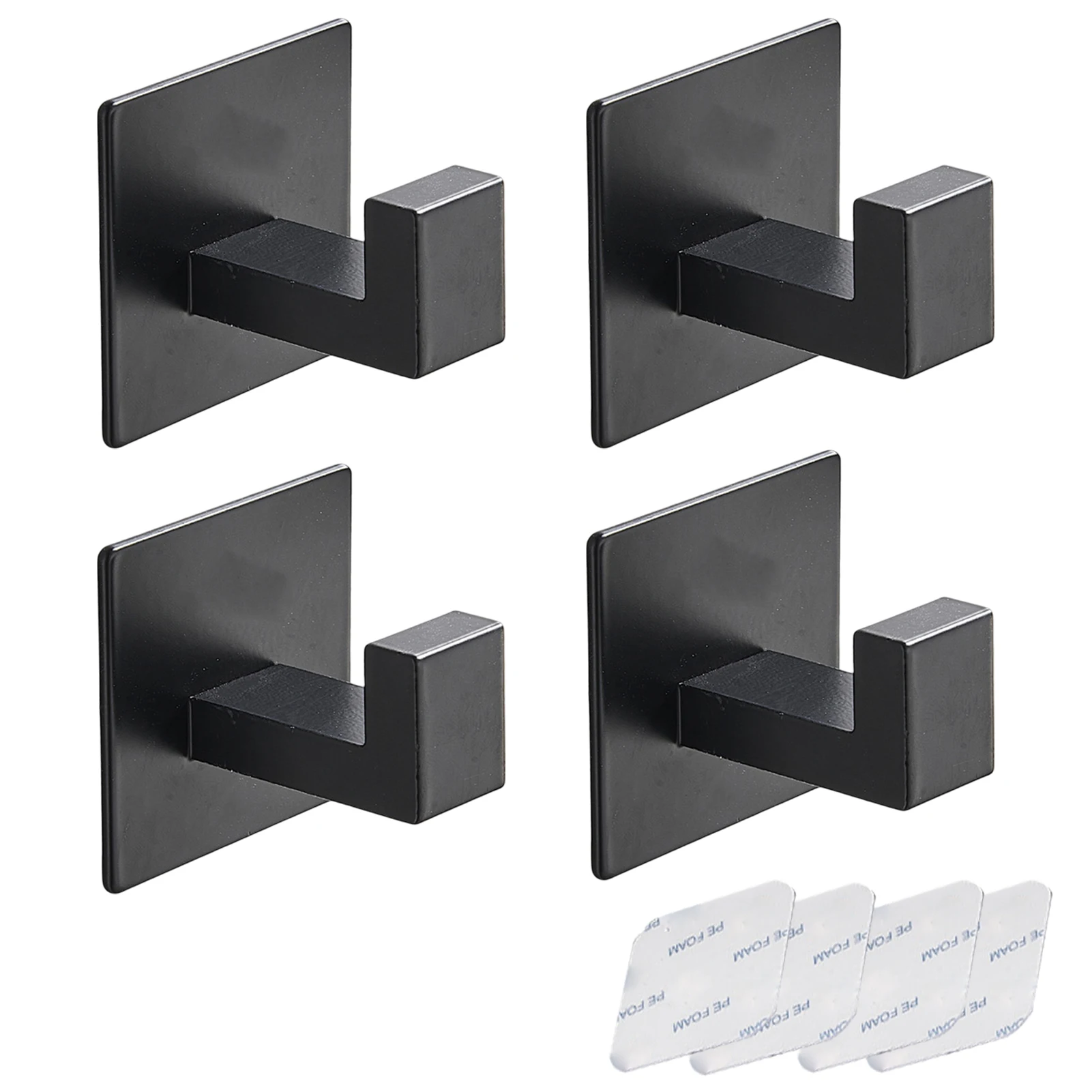 

4pcs Rustproof Waterproof Wall Mounted Easy Install Robe Hanging No Drilling Aluminum Alloy Self Adhesive Heavy Duty Towel Hooks