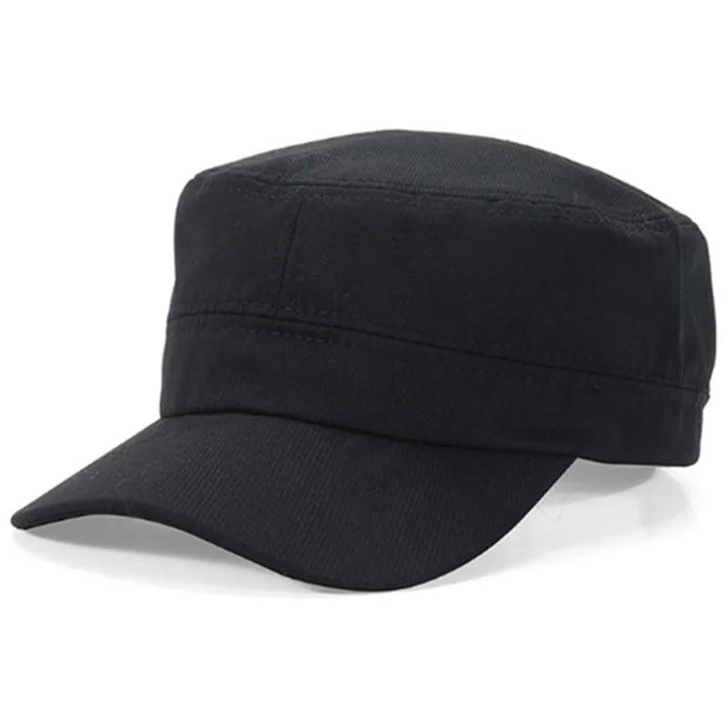Sun Baseball Cadet Plain Cap Flat Top Hats Brim Visor Hat Cap Black/navy Blue/coffee
