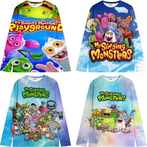 Толстовка с принтом «Мои поющие монстры» для мальчиков и девочек, осенний пуловер с круглым вырезом, повседневная красочная толстовка с героями мультфильмов, детские топы с длинными рукавами