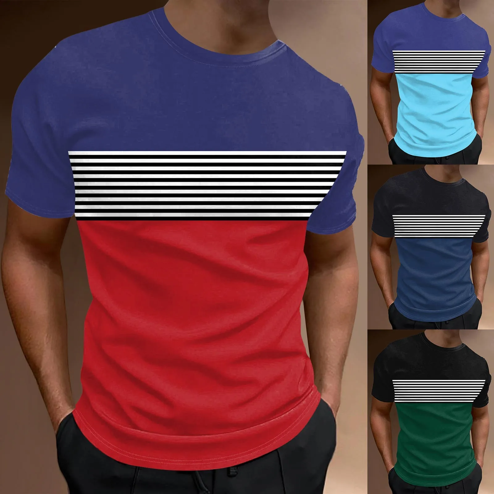 

Мужская дышащая удобная Пляжная футболка в полоску, с коротким рукавом, для отдыха и спорта, на весну и лето
