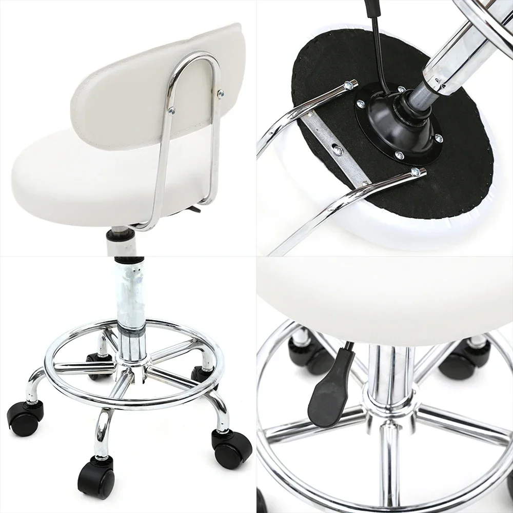 Регулируемый салонный стул круглой формы со спинкой и линией белый Cadeira De Barbeiro