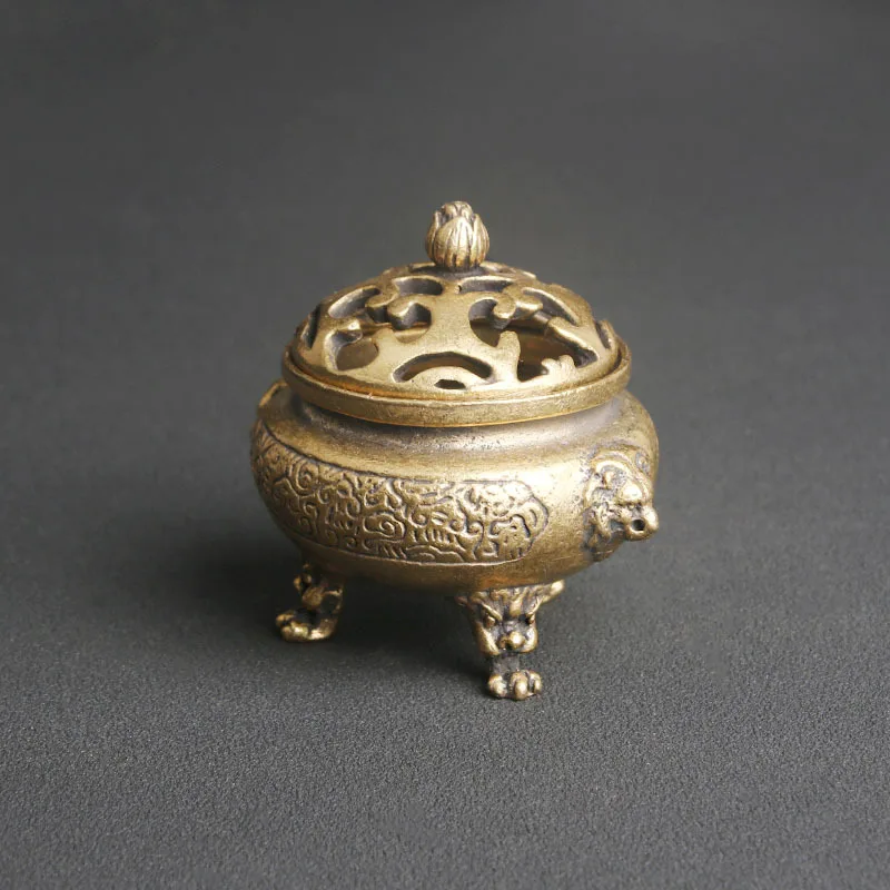 Латунный двойной штатив в виде льва настольные украшения курильница для