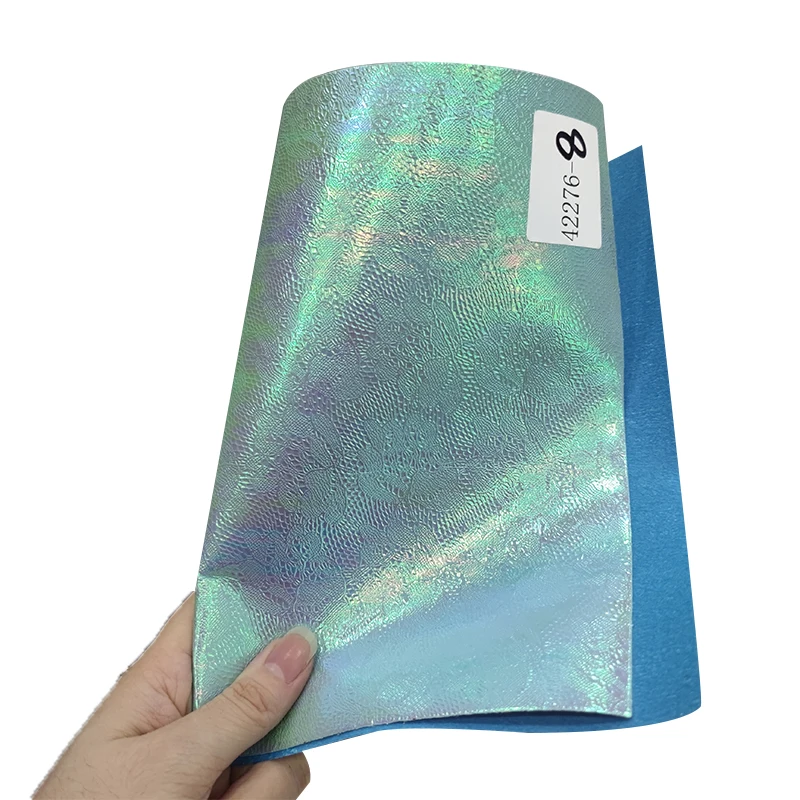 

XHT Flower Embossed Iridescent Holographic PU Eco-Friendly Faux Leather Fabric Sheet for Making Cover/Hair Bow/Decoration