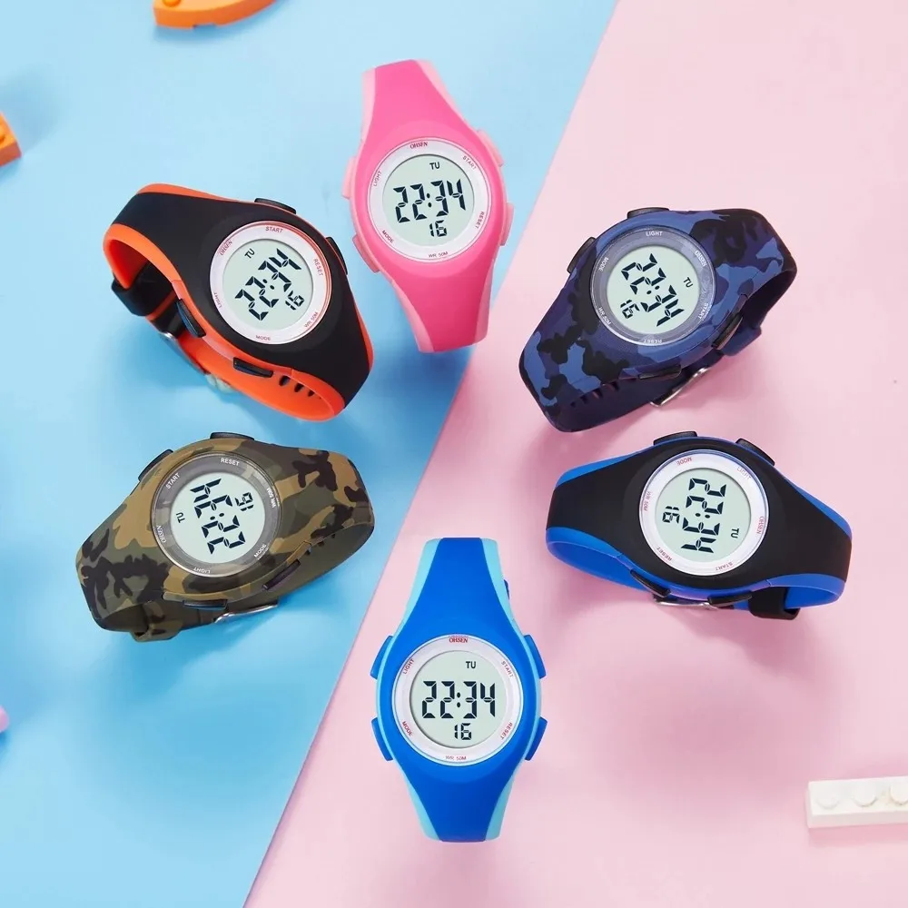 New Kids Watch Boys Girls Digital Electronic Watches Sports Outdoor 50M Waterproof Watches Colorful Silicone Wristwatches Gifts