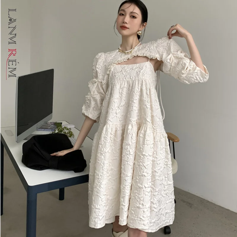 LANMREM Пышное Платье на бретельках для женщин 2023 весенние платья с цветочным