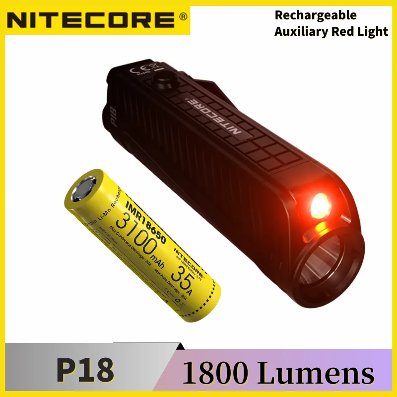 NITECORE P18 Tactical Flashlight  XHP35 HD 1800 lumen beam throw 182 meters search reacue light With 18650 Battery