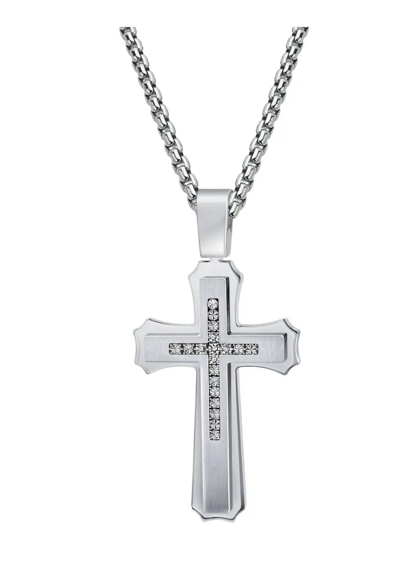 

Men`s Stainless Steel Silver Cross Pendant Necklace