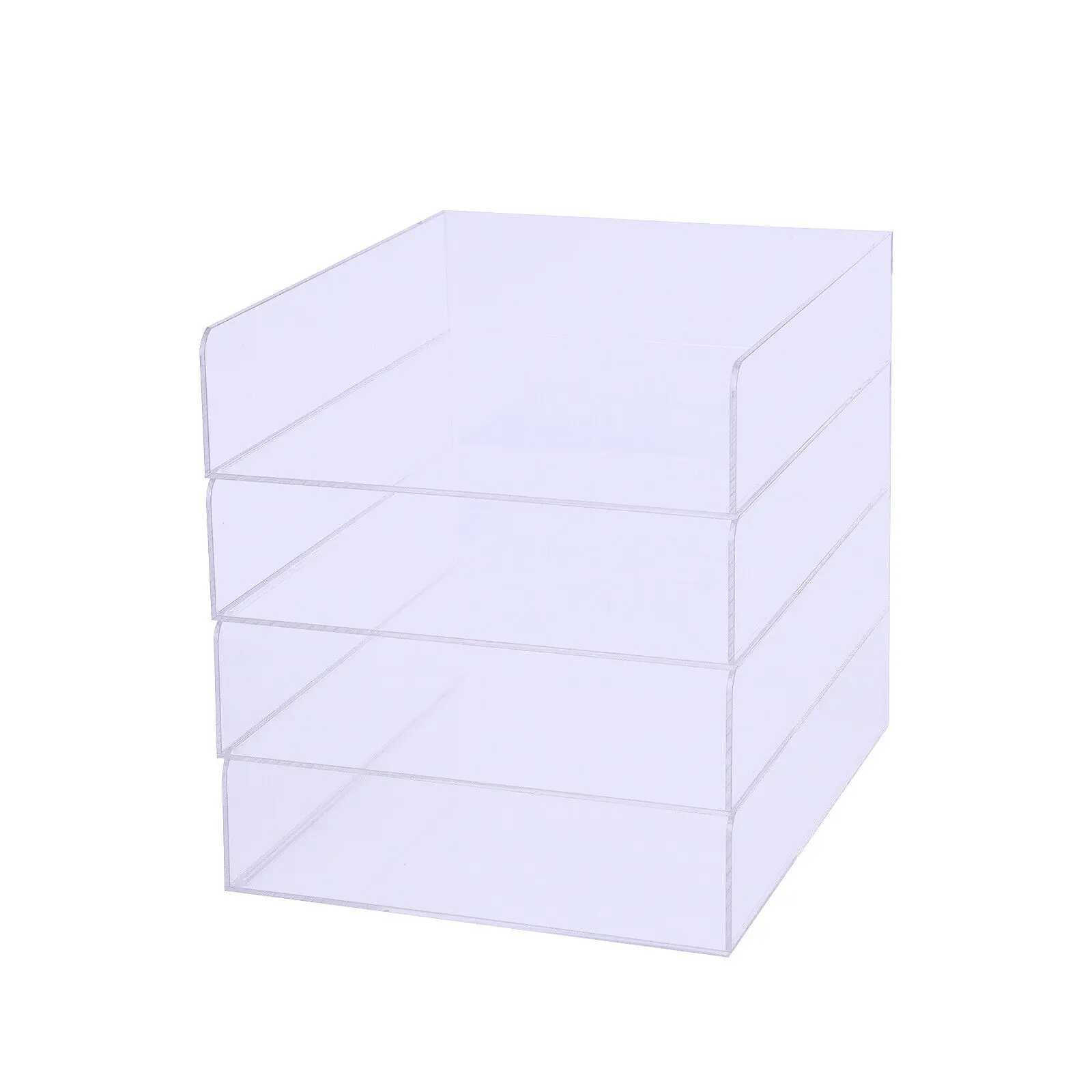 

Letter Tray Organizer Holder File Folders Desktop Storage Box Acrylic Transparent 4 Tier Durable