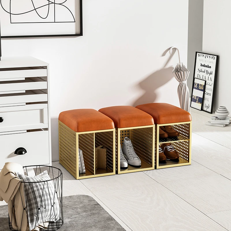 

Nordic change stool shoe cabinet combination small apartment home hallway wear shoes light luxury storage furniture