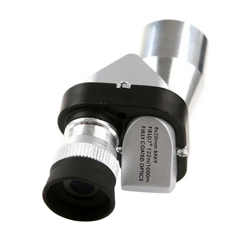 

Portable 8X20 Mini Monocular Telescope Silver High Definition Corner Shape Metal Optical Monoculars for Outdoor Camping Travel