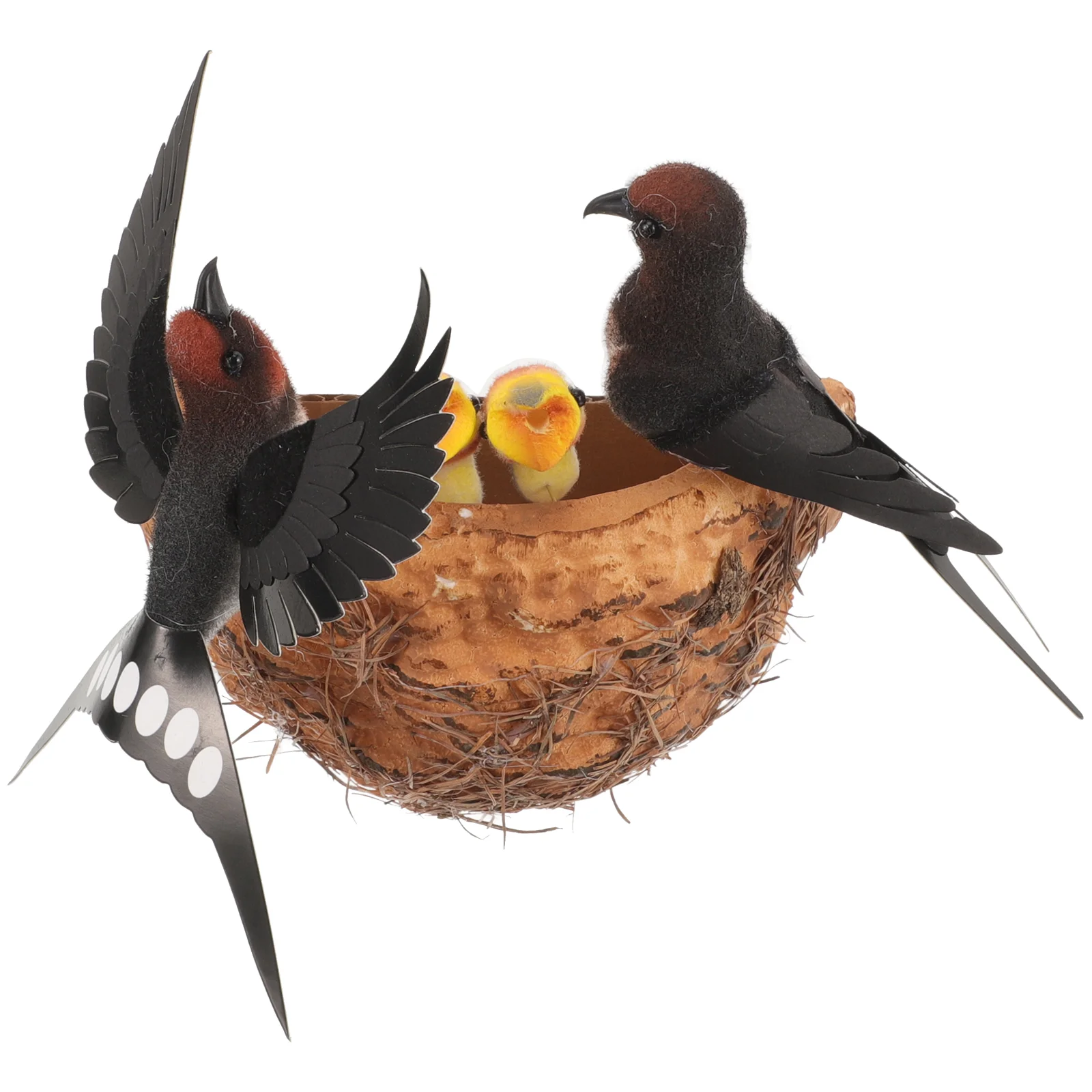 

1 set of Simulation Bird Nest Decor Artificial Swallow with Nest Wall Ornament Garden Decor