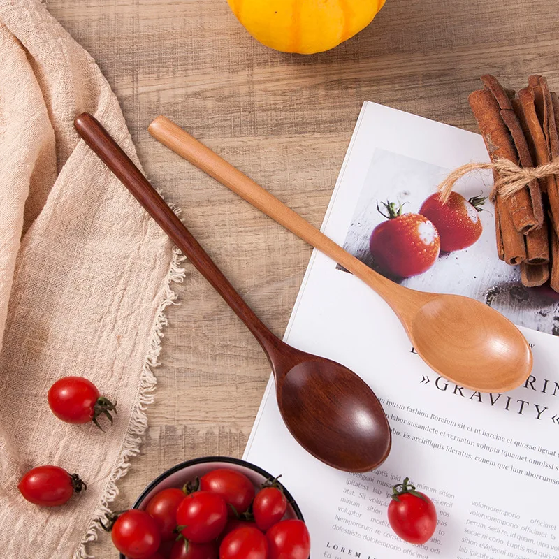 

10 Pieces Wooden Spoon Soup Spoon and Fork Eco Friendly Products Tableware Natural Spoon Set Spoons for Cooking