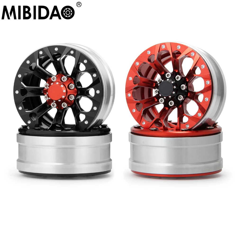 

MIBIDAO 1/10 RC Rock Crawler Aluminum Alloy 1.9" Beadlock Wheel Hub Rims for Axial SCX10 90046 RR10 Wraith 90048 90018 TRX4 D90