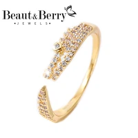 beautberry new shiny luxury crocodile microset copper zircon womens rings party office wedding accessories jewelry