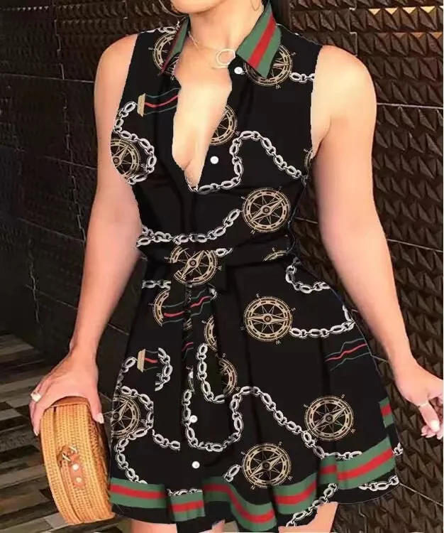 

Женское летнее платье с коротким рукавом и принтом