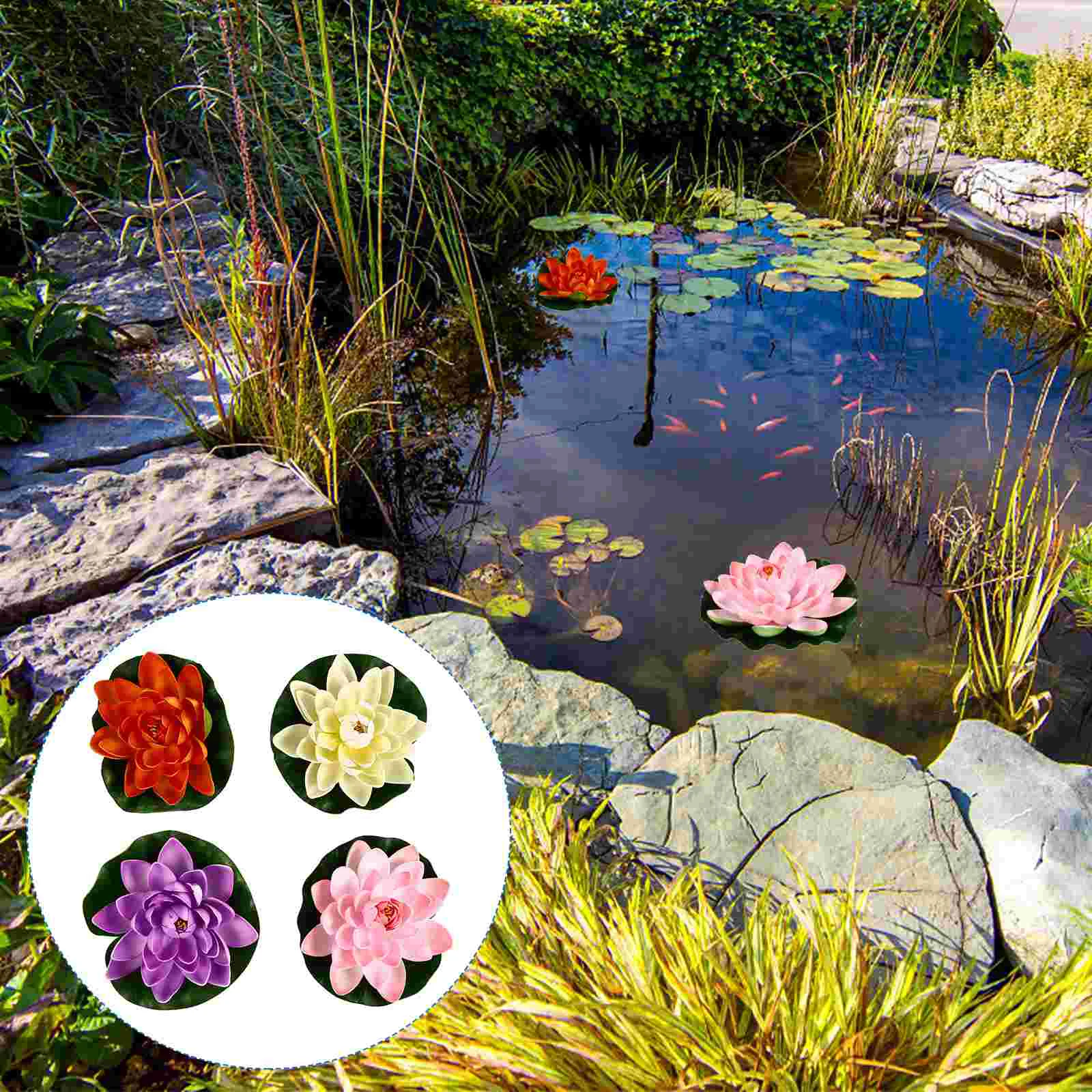 

Water Lotus Lily Floating Decoration Pond Decor Fake Lilies Artificial Pool Flower Realistic Flowers Aquarium Ornament Lifelike