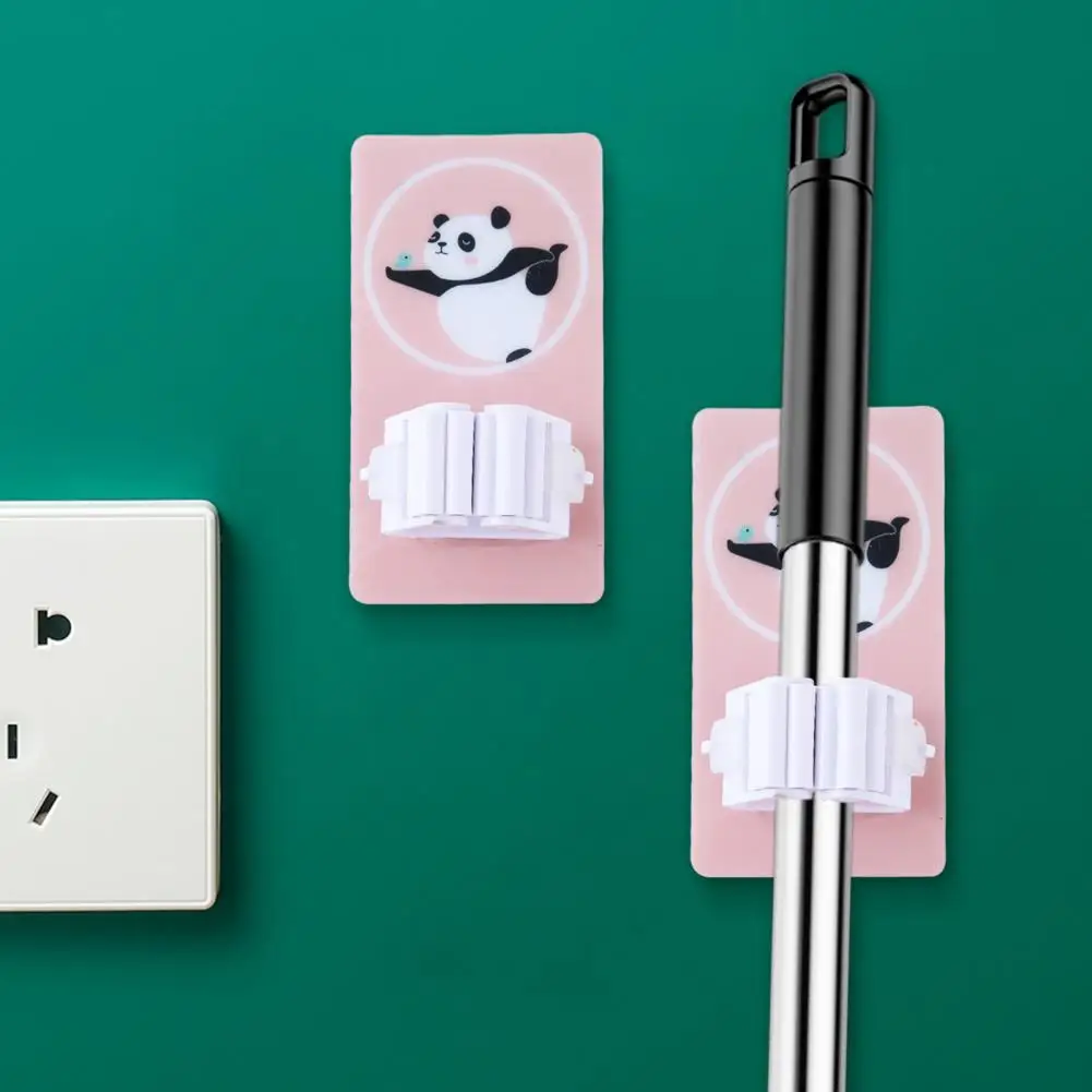 

Держатель для метлы, стабильный органайзер для швабры, долговечный экономичный полезный настенный держатель для швабры и метлы с рисунком панды, вешалка