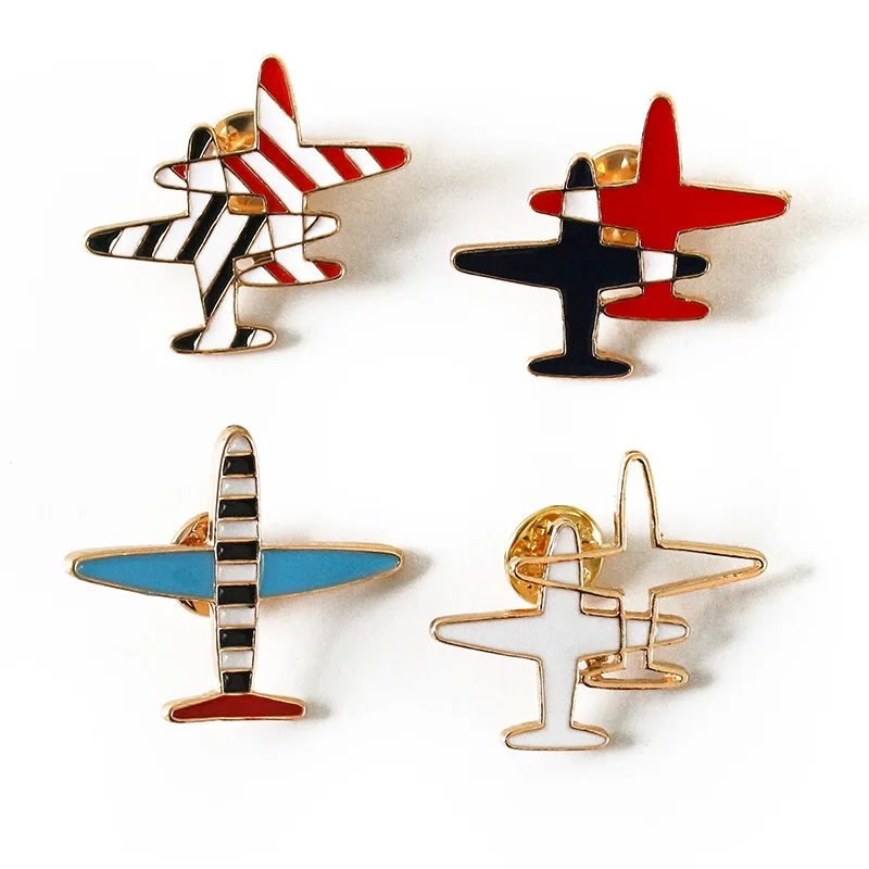 

High Quality Fashionable Clothing Jewelry Accessories Metal Enamel Aircraft Brooch Office Brooch Gift