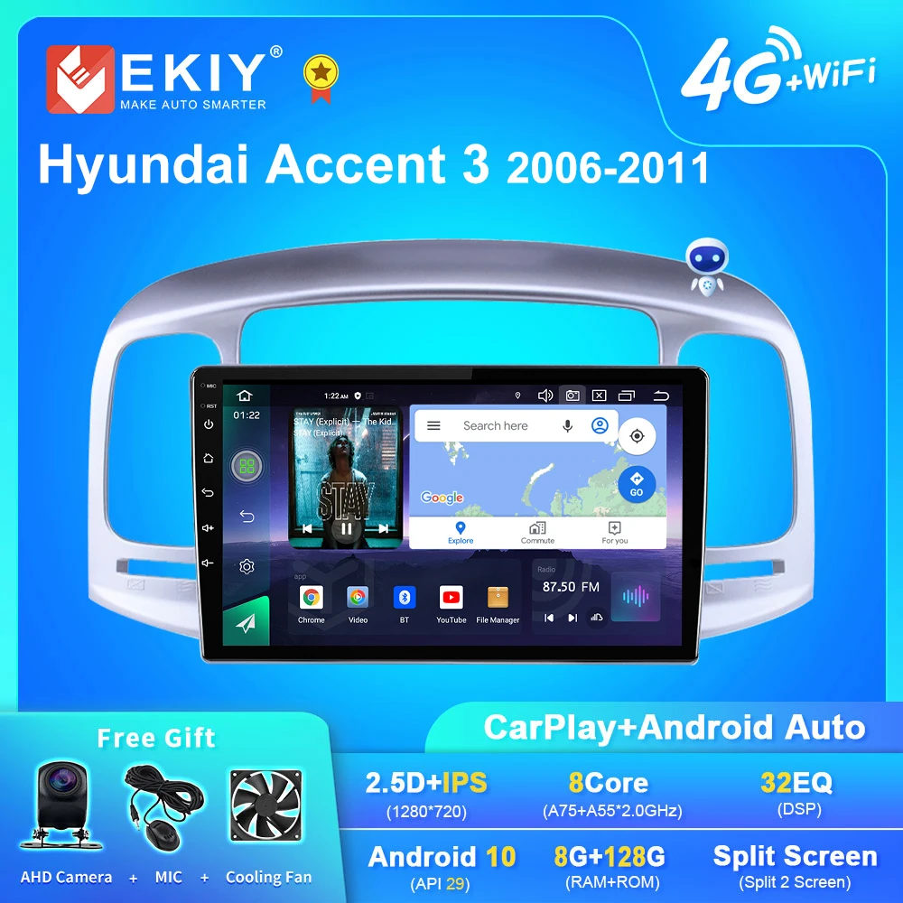 

Автомагнитола EKIY Q7 на Android для Hyundai Accent 3 2006-2011, стерео, автомобильный мультимедийный плеер для Carplay, система GPS-навигации, DVD, No 2din