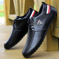 hot men casual shoes brand breathable british mens sneakers 2022 fashion lace up soft flats driving shoes white black peas shoes