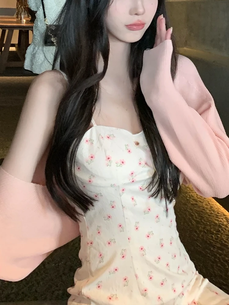 

Sweet Floral 2 Piece Dress Set Woman Sleeveless Sexy Mini Dress Casual Korean Fashion Short Party Dress Beach 2022 Summmer Chic