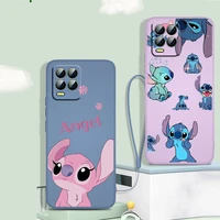 hot lilo stitch disney phone case for oppo reno7 se 6 5 4 2 z lite pro plus 5g 4g liquid rope silicone soft tpu cover