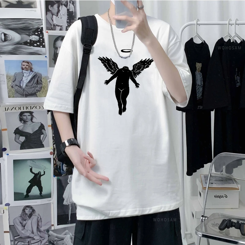 Футболка мужская летняя с круглым вырезом и коротким рукавом топ принтом