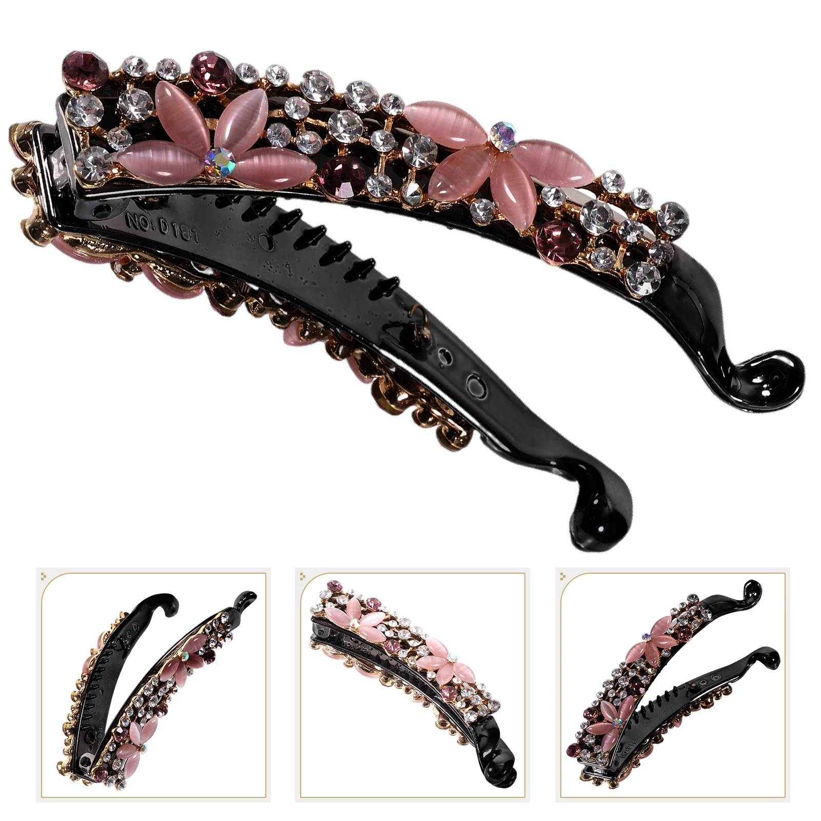 

Pink Hair Accessories Banana Clips Fine Modeling Vintage Rhinestones Miss Women