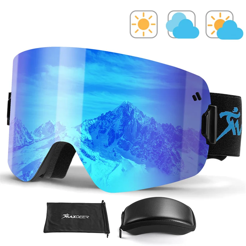 Ski Goggles Men Magnet Set Double Layers Lens Anti-fog UV400 Protection OTG Snow Goggles Women Skiing Eyewear Snowboard Glasses